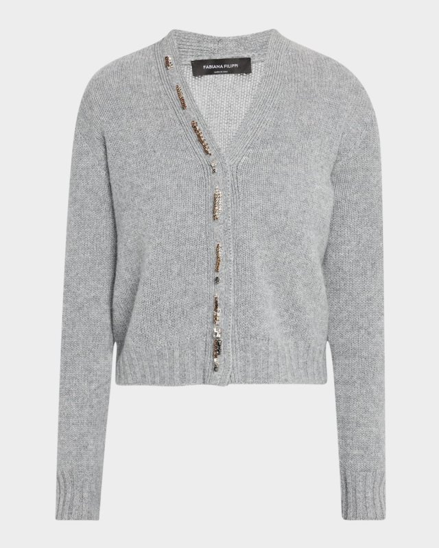Crystal-Embellished Knit Cardigan